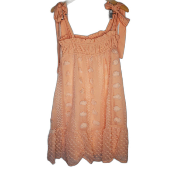 ANDTHEWHY Coral Mini Dress with 3d Floral Pattern. Size M - Picture 2 of 5